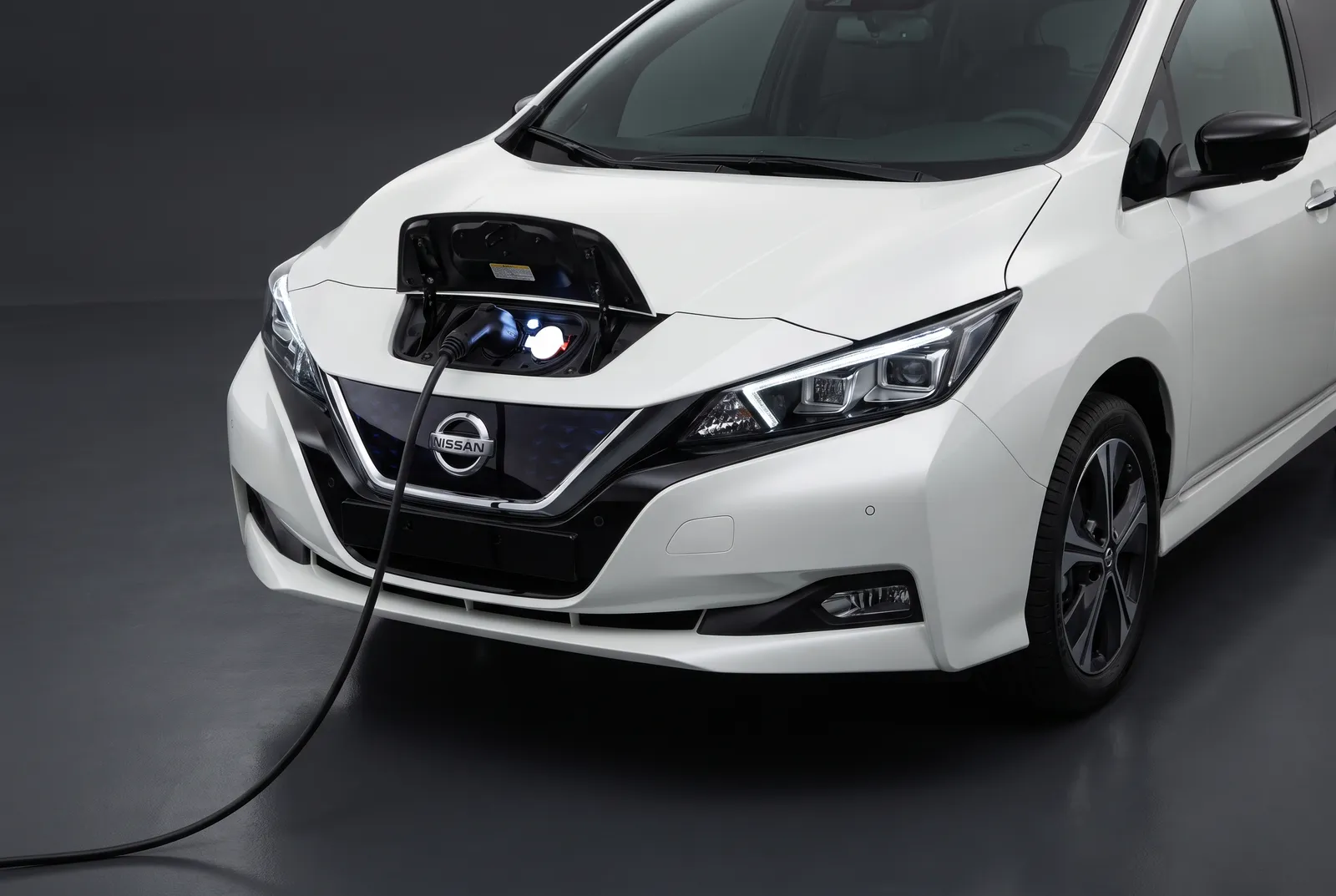 Detail van een Nissan Leaf
